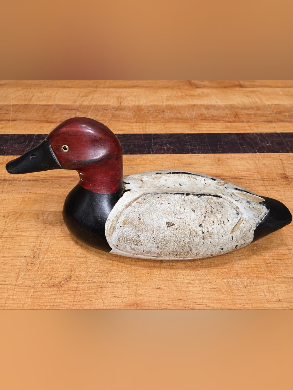 Hand-Painted Red, Black & White Duck Figurine - Decorative Home Accent